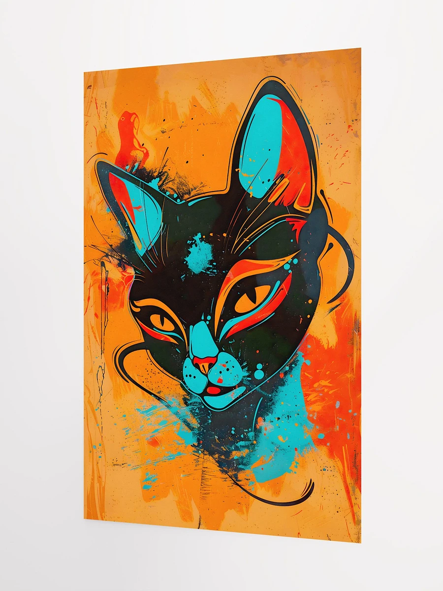 Neon Whiskers: Surreal Black Cat in Urban Art Style Matte Poster product image (5)