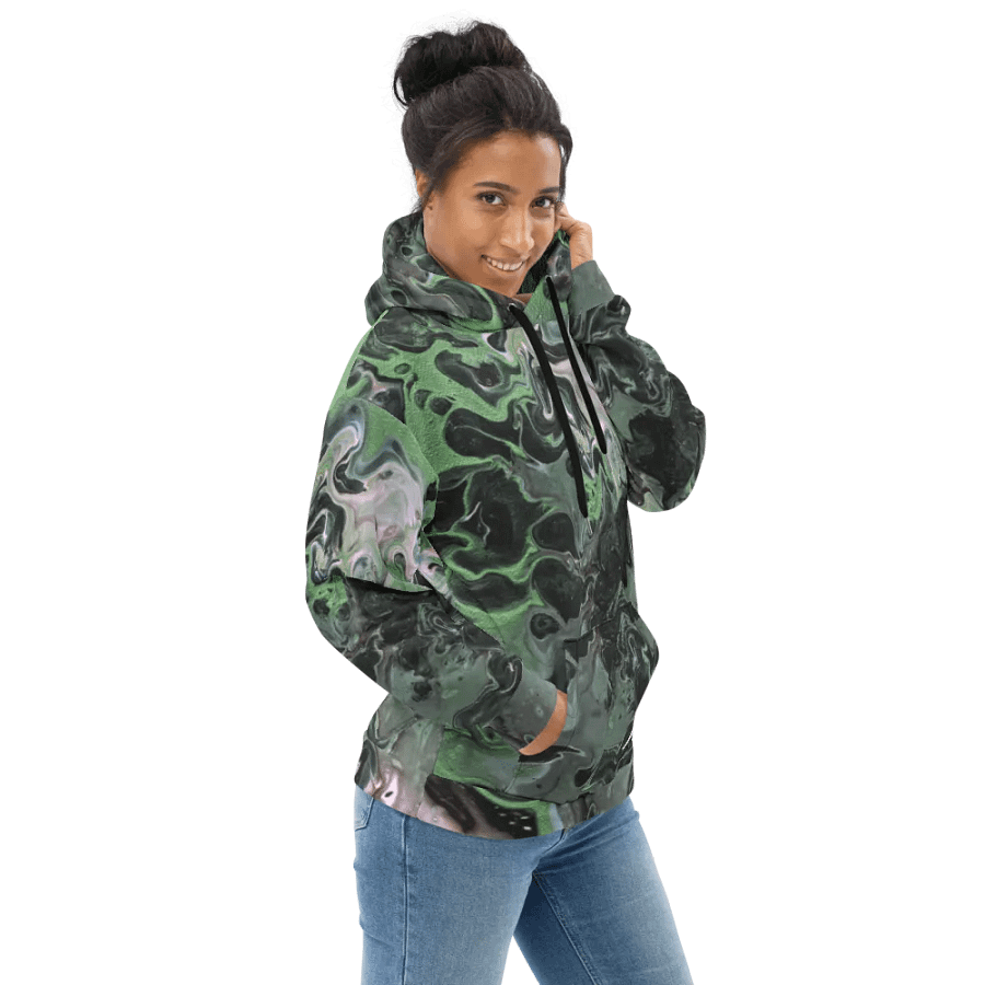 Metallic Green Fluid Acrylic All-Over Print Hoodie product image (3)