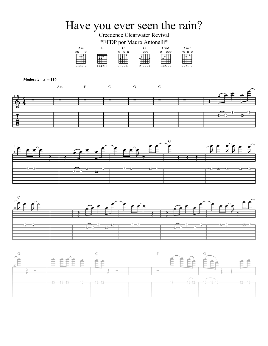Have you ever seen the rain - Partitura + Tabs + Acordes + Pista product image (1)