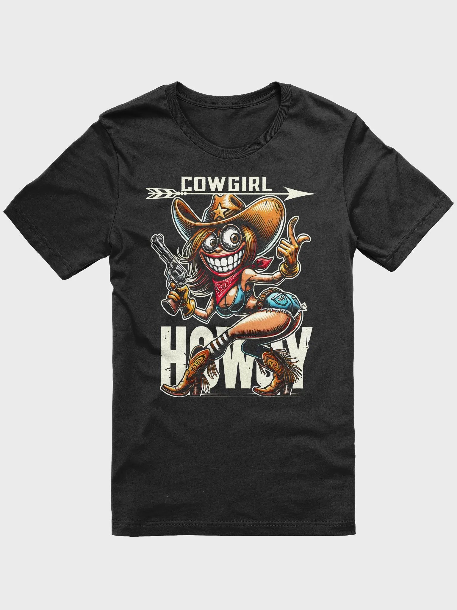 Wild West Cowgirl Cartoon T-Shirt product image (1)
