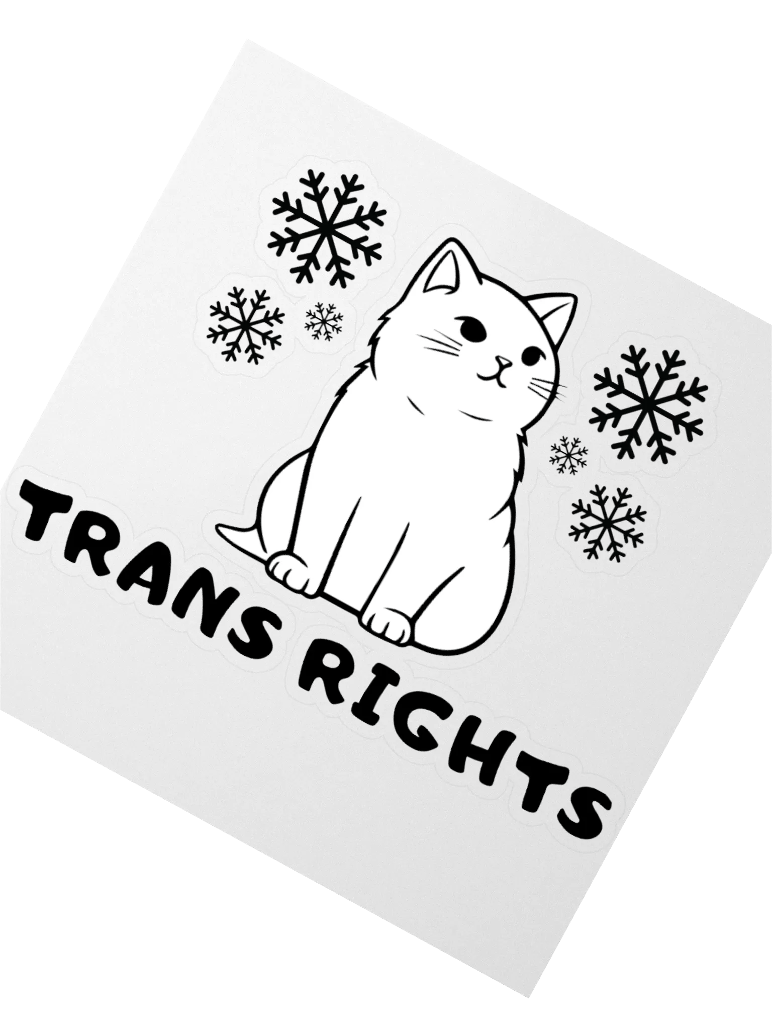 Trans Rights Cat Sticker With Snowflakes product image (2)