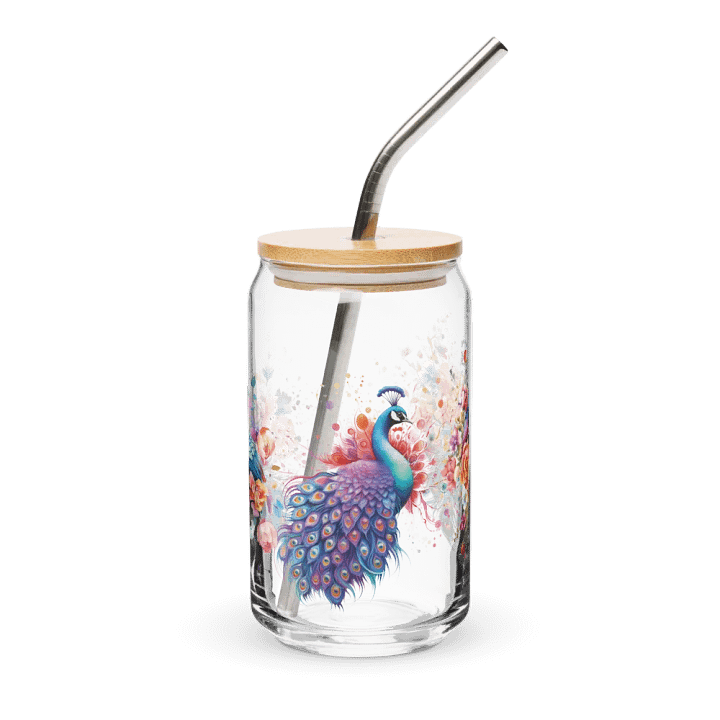 Peacock Paradise Glass Can Sipper product image (1)