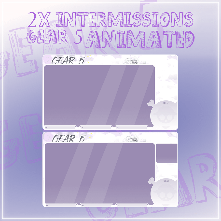 Gear 5 Stream overlay animated pack, Gear five stream pack, Gear 5 luffy overlay, One piece gear 5 luffy stream overlay animated pack product image (3)