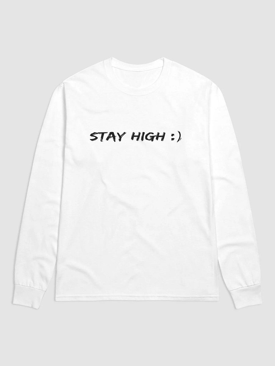 White Champion Long Sleeve Stay High Shirt (Black Text) product image (1)