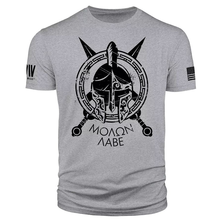 Mens American Flag Spartan Warrior Molon Labe Military Short Sleeve T Shirt product image (2)