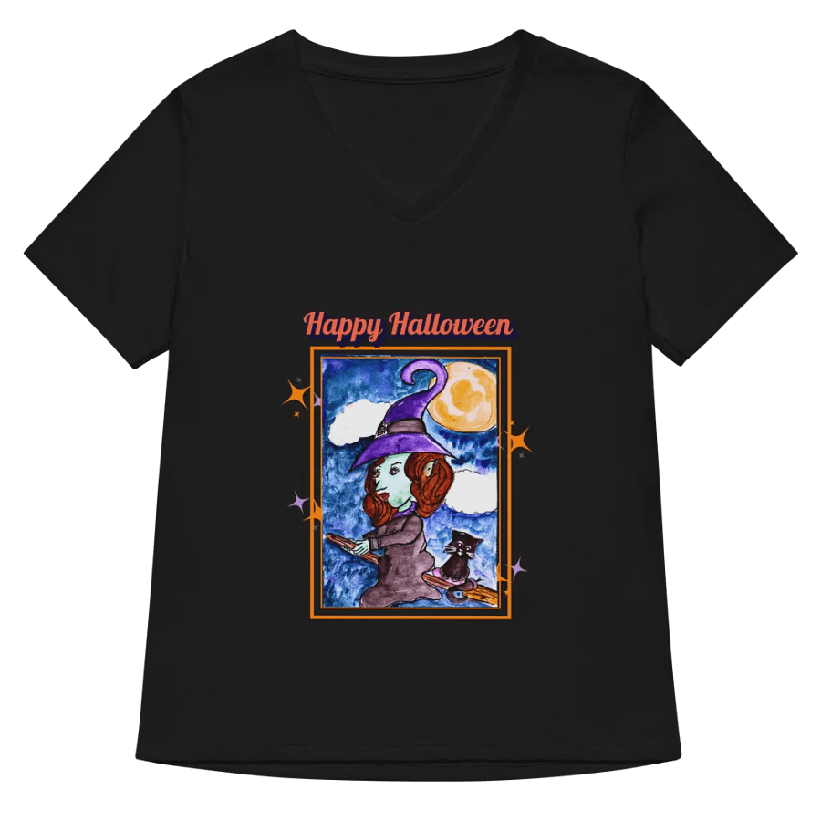 Witch and Cat V-Neck Tee. product image (5)