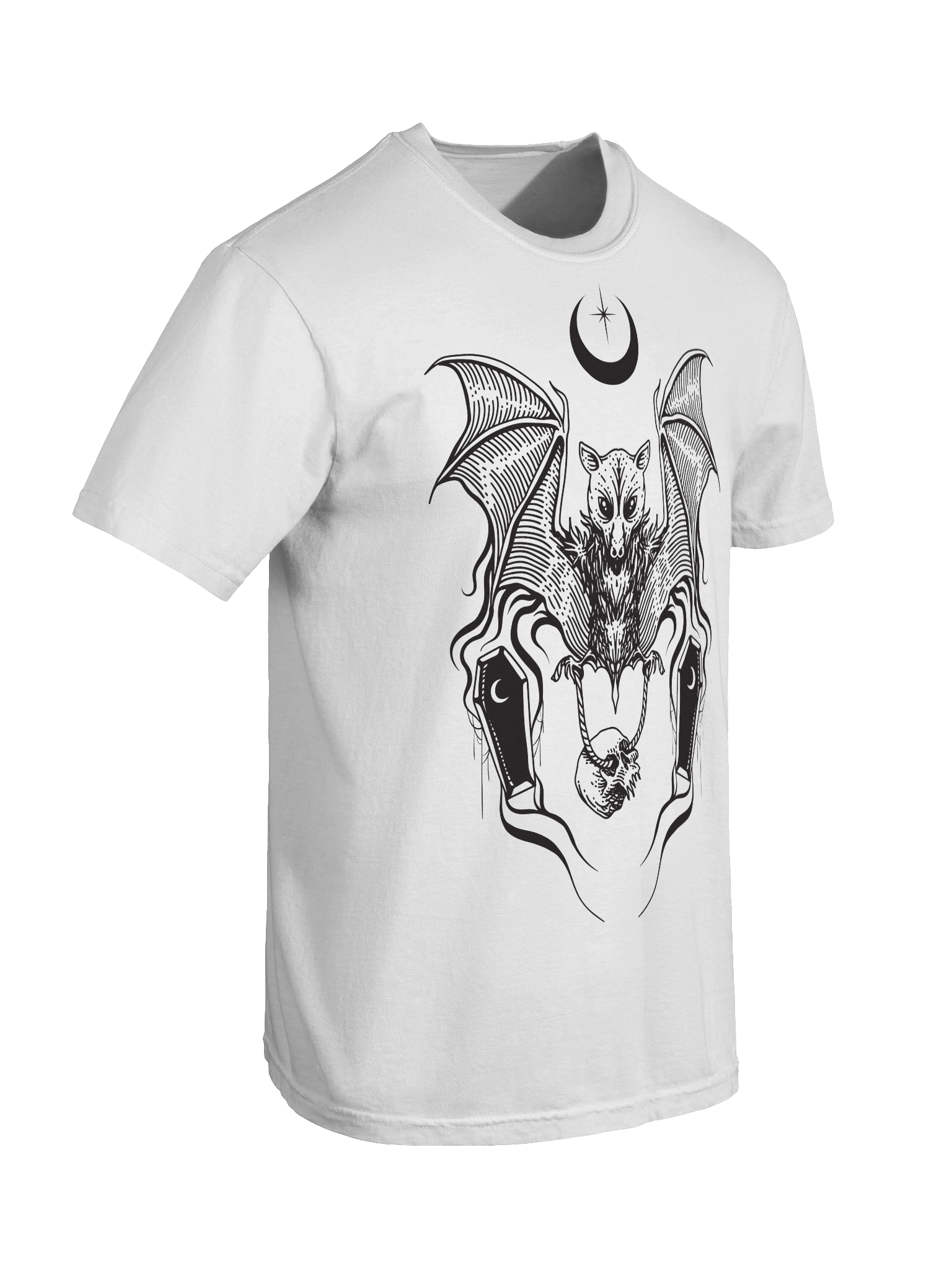 White Gothic Bat and Skull Comfort Tee product image (7)