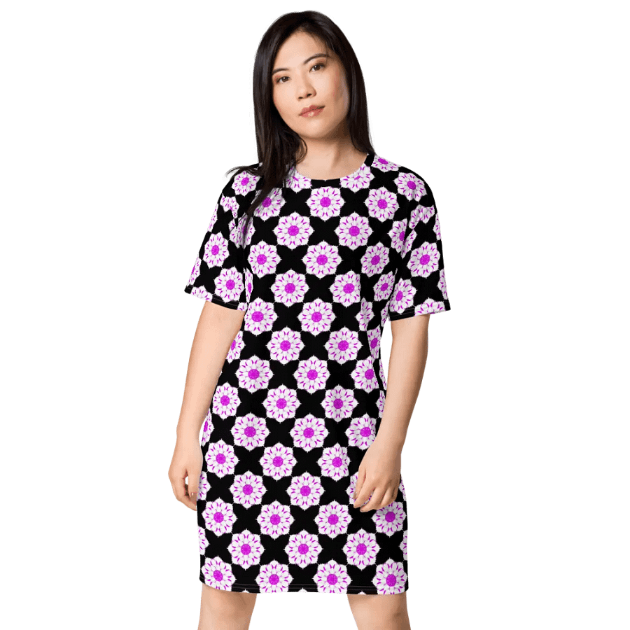 Abstract Repeating Pink Flowers T Shirt Dress product image (1)