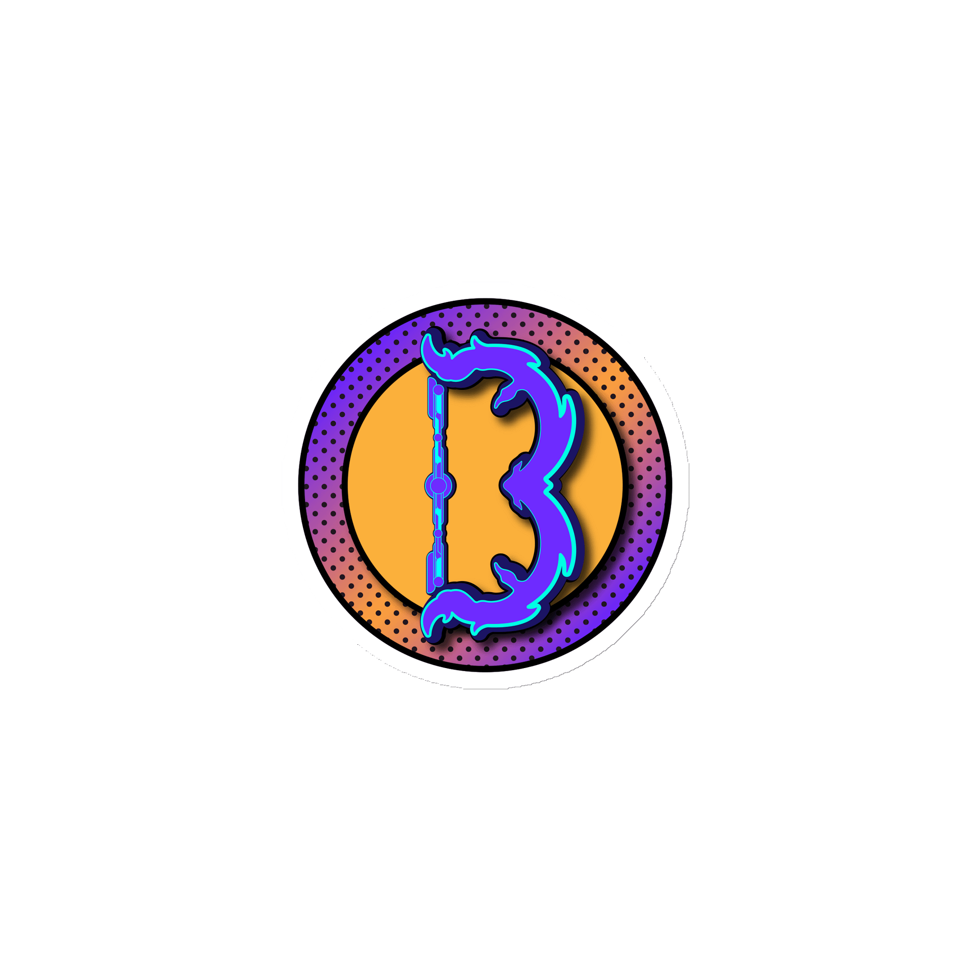 Neon B Emblem Die-Cut Magnets product image (1)