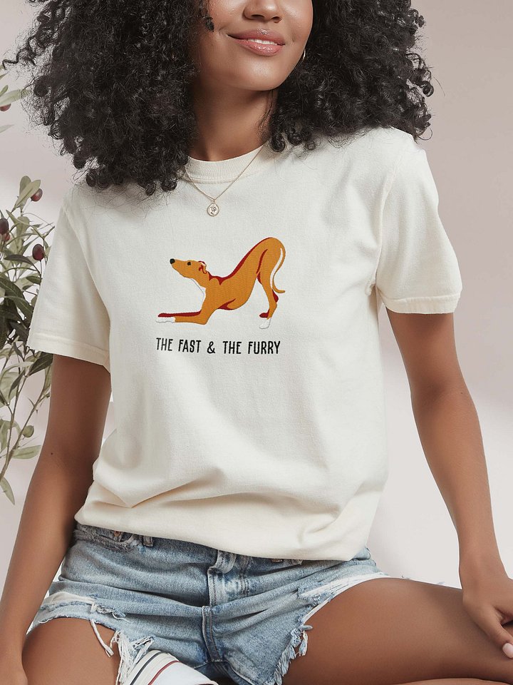 The Fast & The Furry T-Shirt(Embroidered) of an Italian Greyhound(Tan) product image (2)