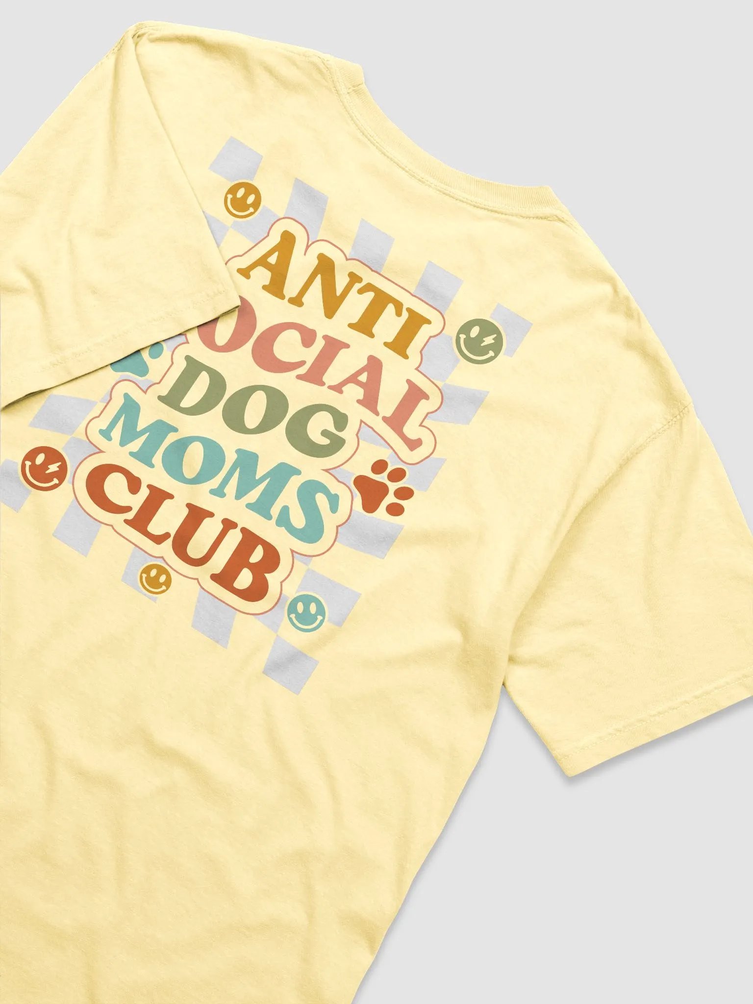 Anti Social Dog Moms Club Retro T-Shirt 2 | Funny Introvert Checkered T-Shirt for Dog Moms product image (7)