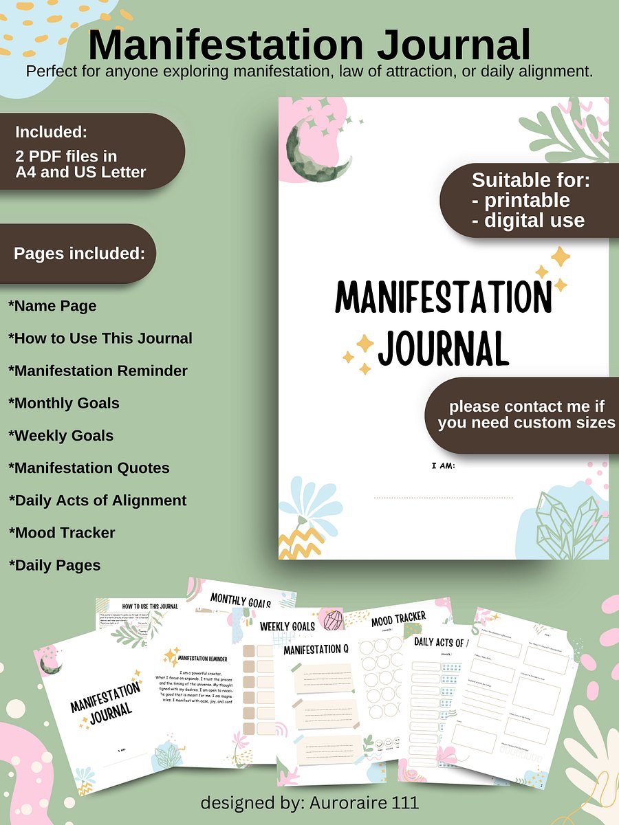 Manifestation Journal | Printable + Digital | 31 Days | Daily Alignment + Tracker + Planner product image (9)