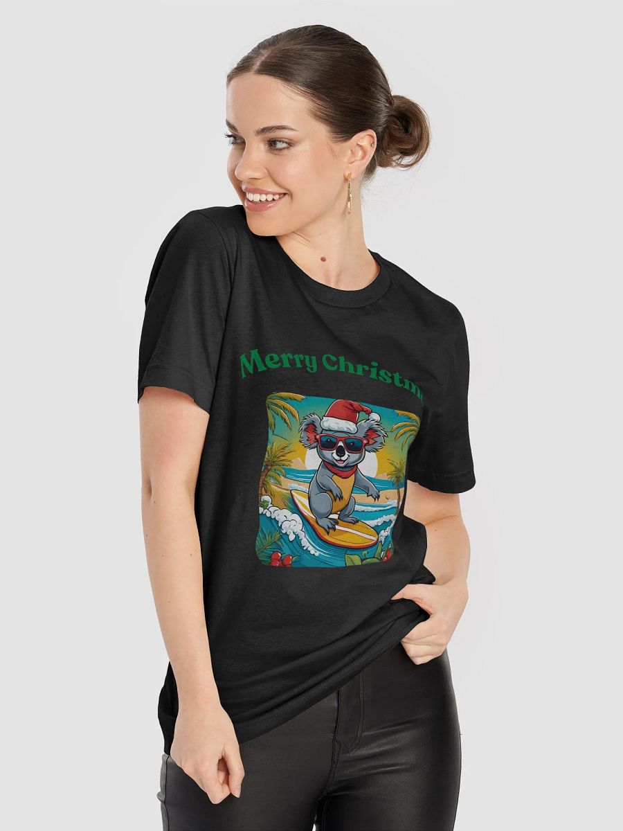 Festive Koala Surf Scene Merry Christmas T-Shirt - Green product image (8)