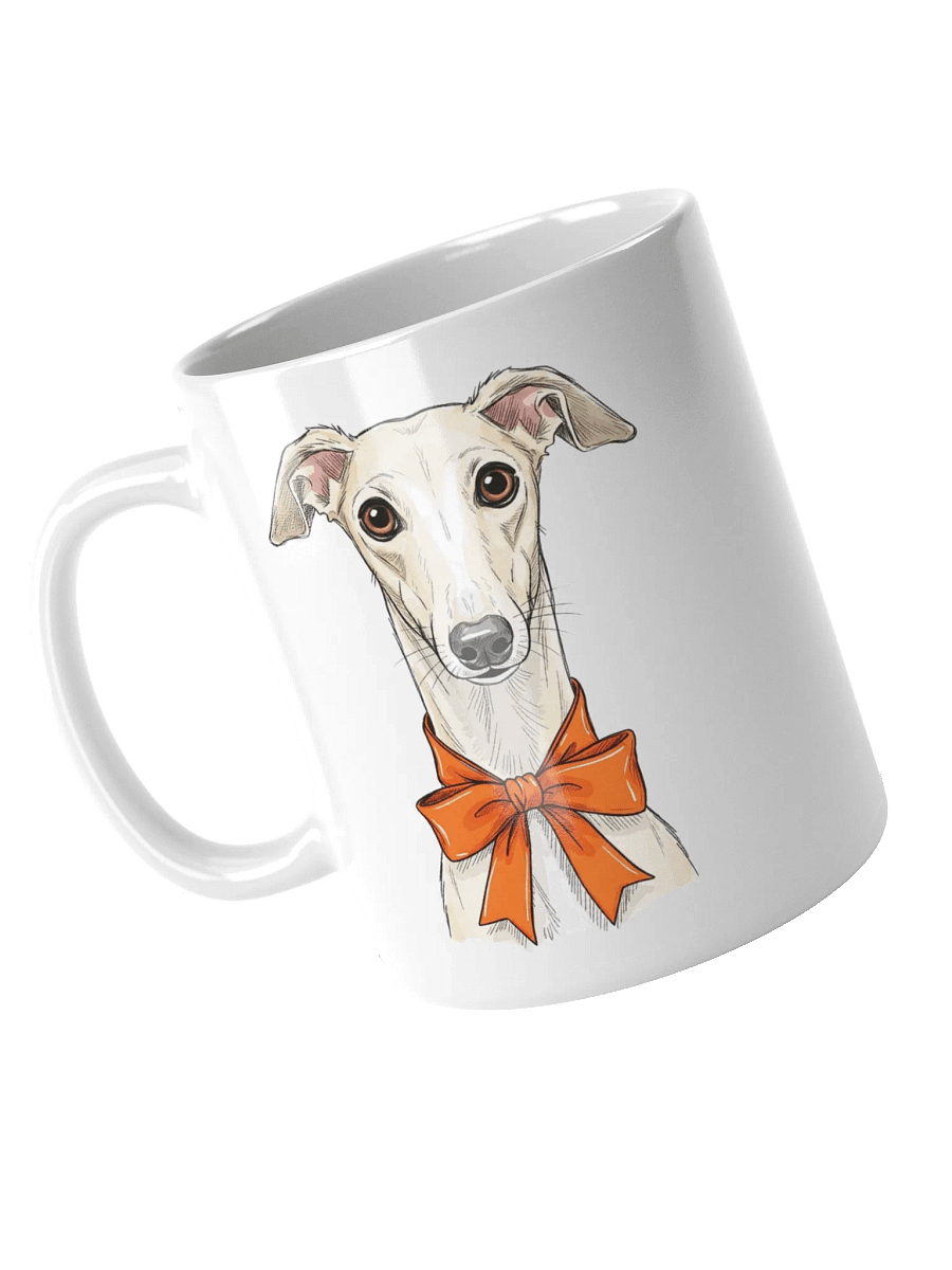 Greyhound With An Orange Bow Sketch-y Art Chic Small Ceramic Mug product image (4)