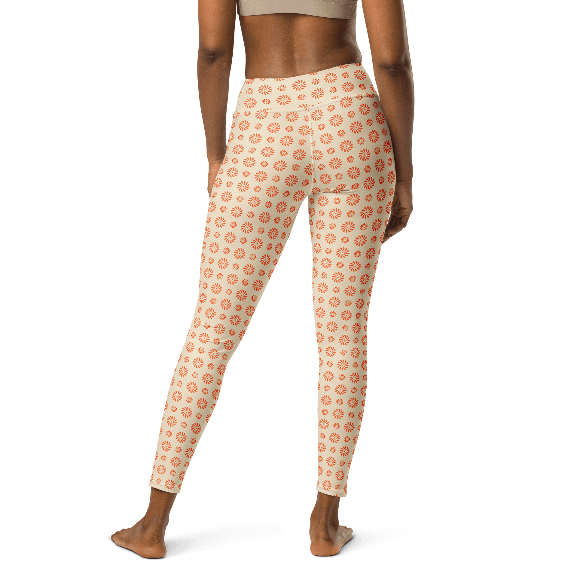 Sunburst Bliss High-Waisted Leggings - Orange Petal Pattern Activewear product image (2)