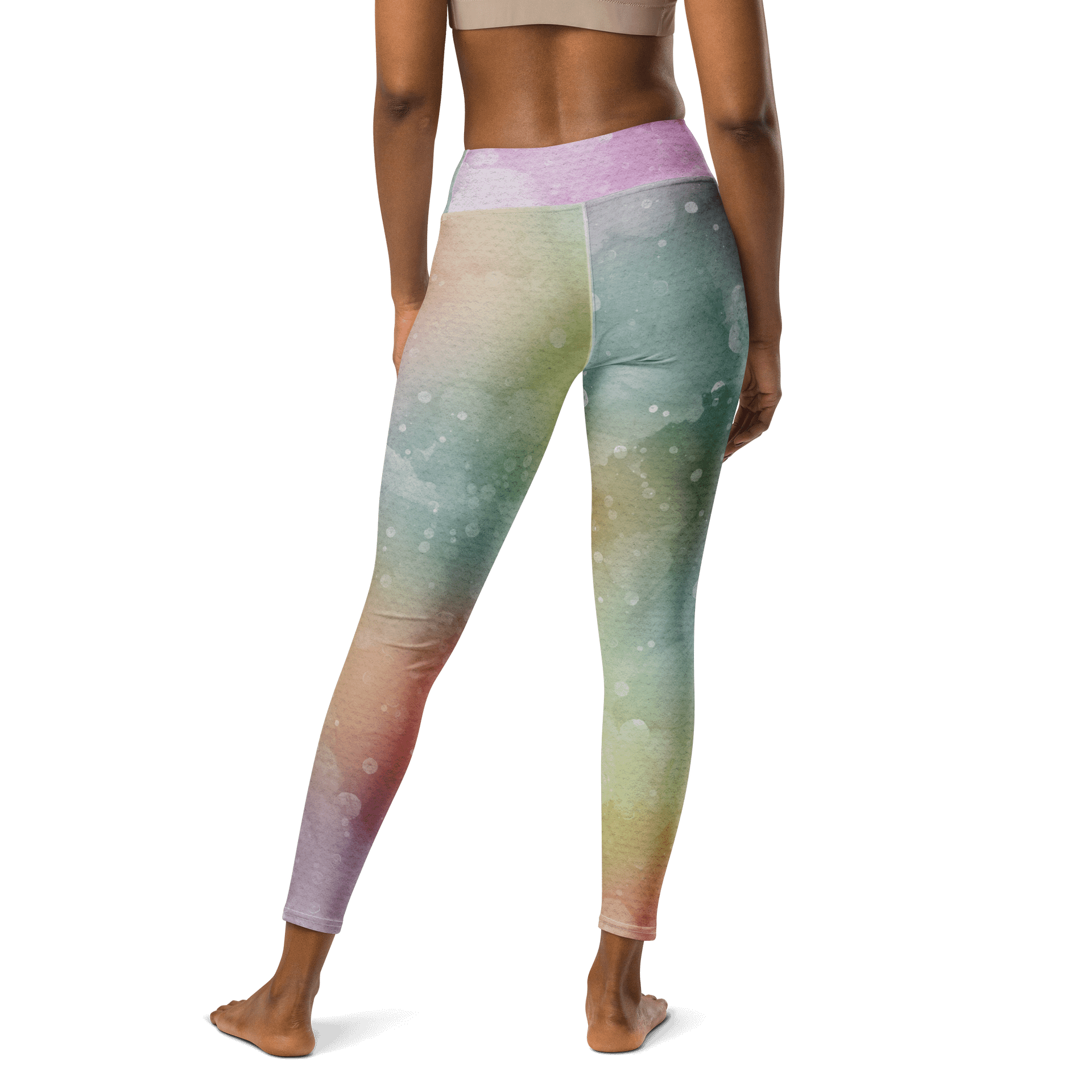 Galactic Glow High-Waist Leggings - Rainbow Nebula product image (2)