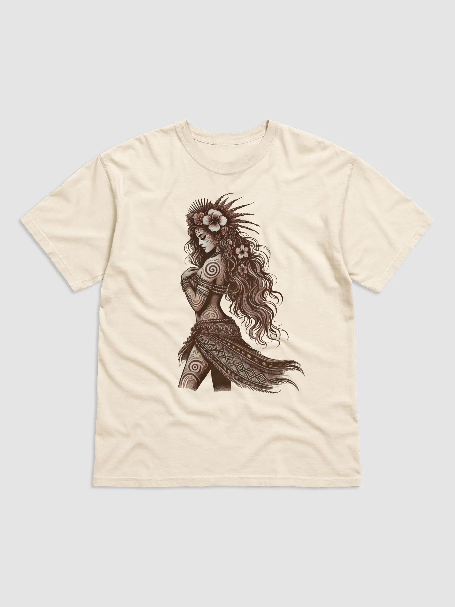 Polynesian Art Tribal T-Shirt, Island Goddess Design, Hawaiian Tropical Shirt, Beach Vacation Top, Ocean Graphic Tee product image (2)