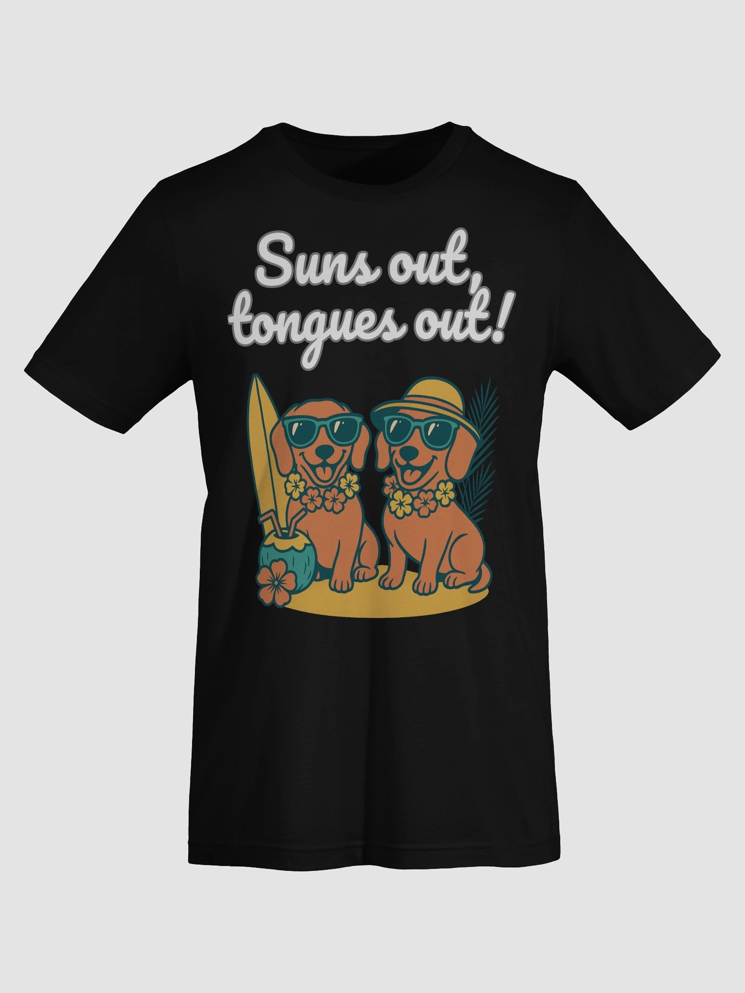 "Suns Out, Tongues Out" Tropical Dachshund Paradise Tee – Island Vibes Edition 🏝️🐾 product image (7)