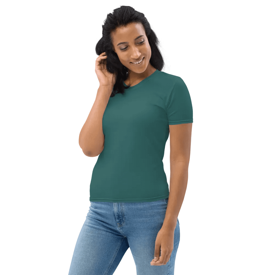 Plain Teal Green Soft Summer Women's Crewneck Polyester Heavyweight Premium T-Shirt by Treasure Pie product image (7)