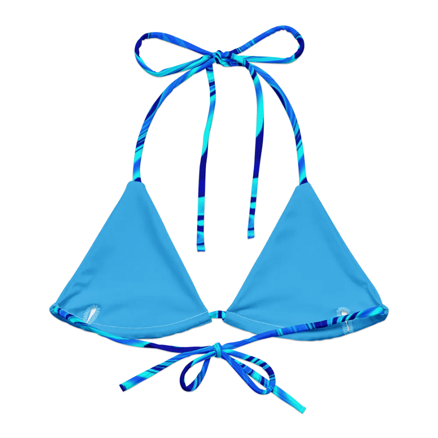 Padded String Bikini Top - Light and Dark Blue Digital Fluid Art product image (7)