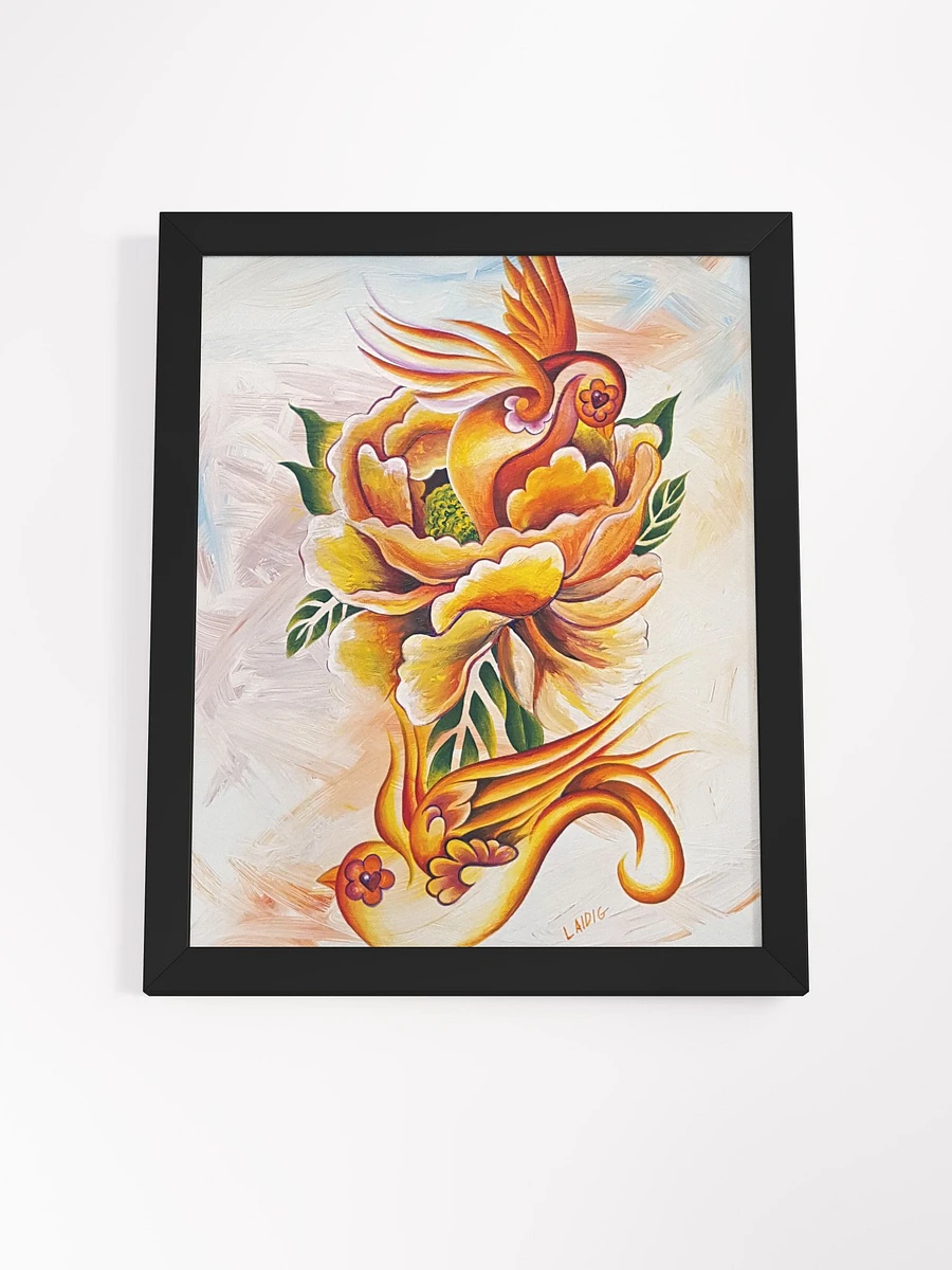 Monarch Orange Peony and Sparrows Framed Print product image (39)