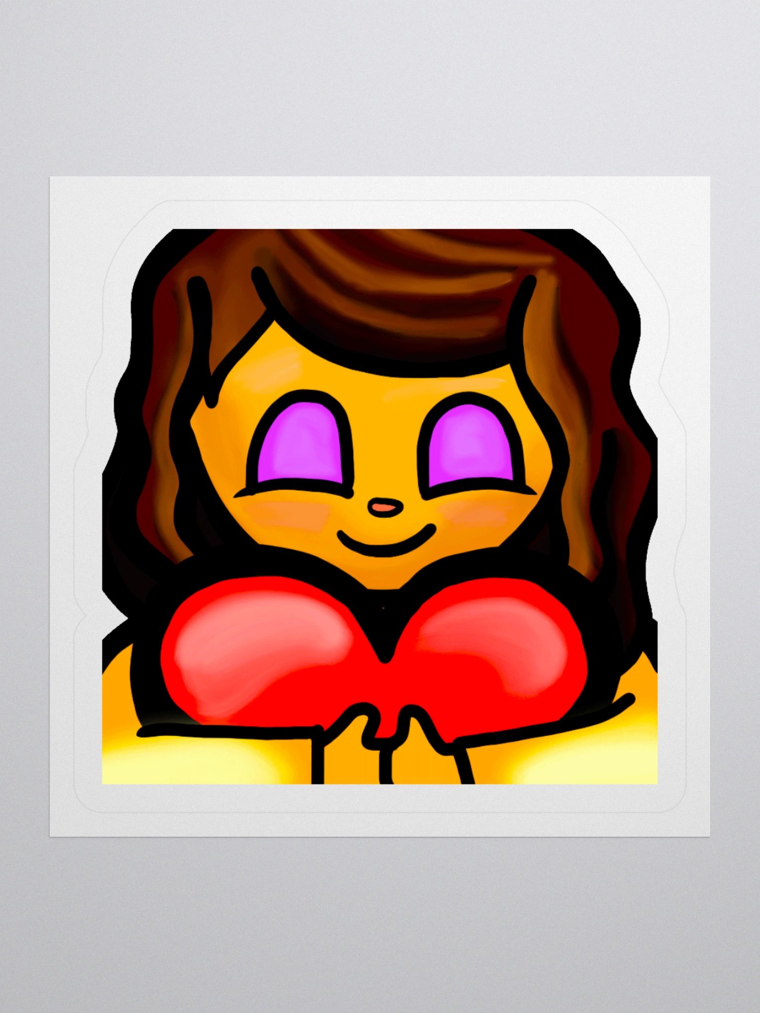 Girl Holding Heart Vinyl Stickers (3" x 3") product image (1)