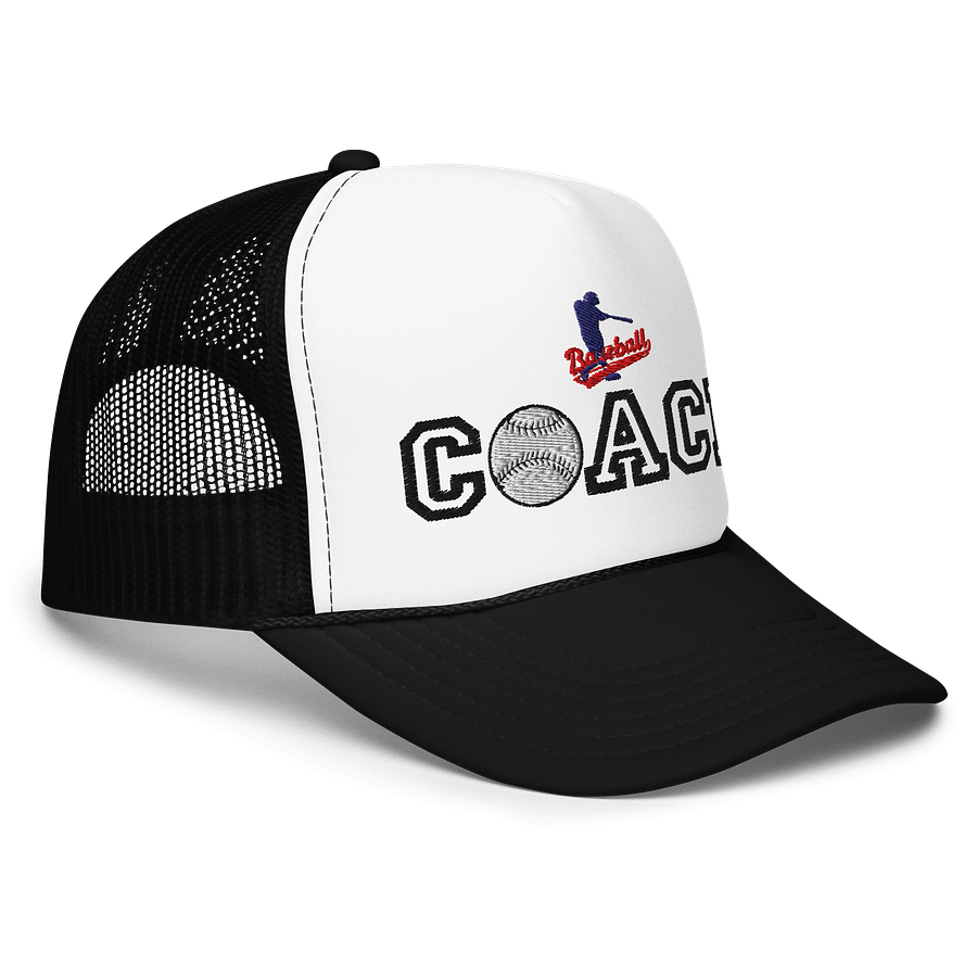 Baseball Coach Foam Trucker Hat – 3D Puff Embroidered Snapback product image (4)