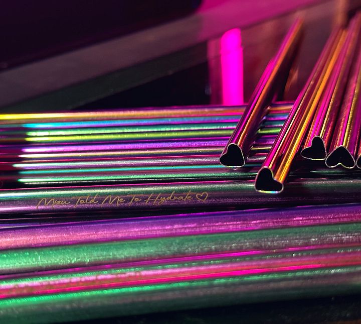 Mizu Told Me To Hydrate - Rainbow Stainless Steel Novelty Heart Shaped Straw product image (1)