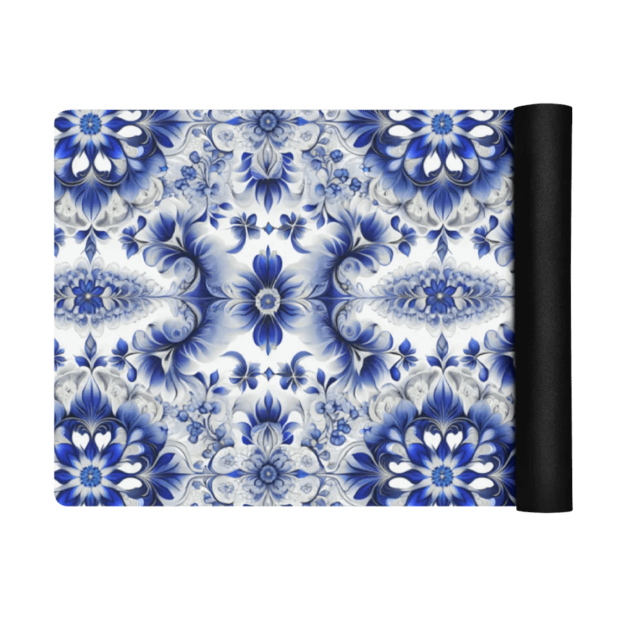 Yoga Mat with Intricate Blue and White Floral Pattern product image (12)
