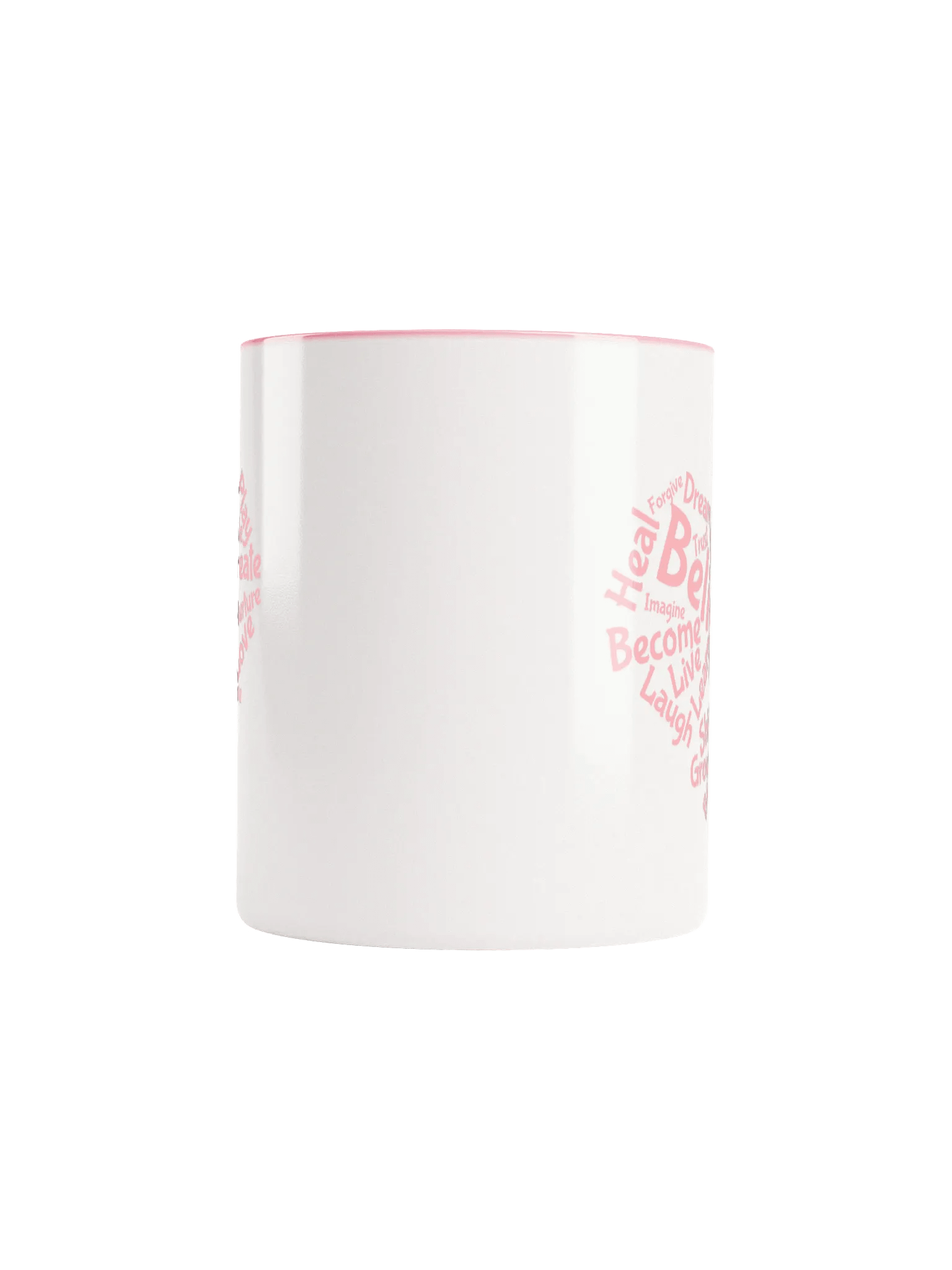 Motivational Heart Word Cloud Mug - with pink inner product image (2)