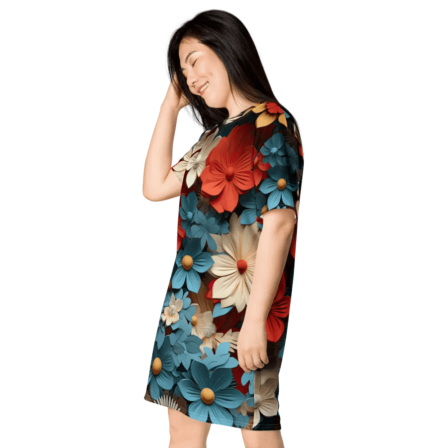 3D-Ditsy-Flowers-Seamless-Patterns T-shirt Dress - V2 product image (6)