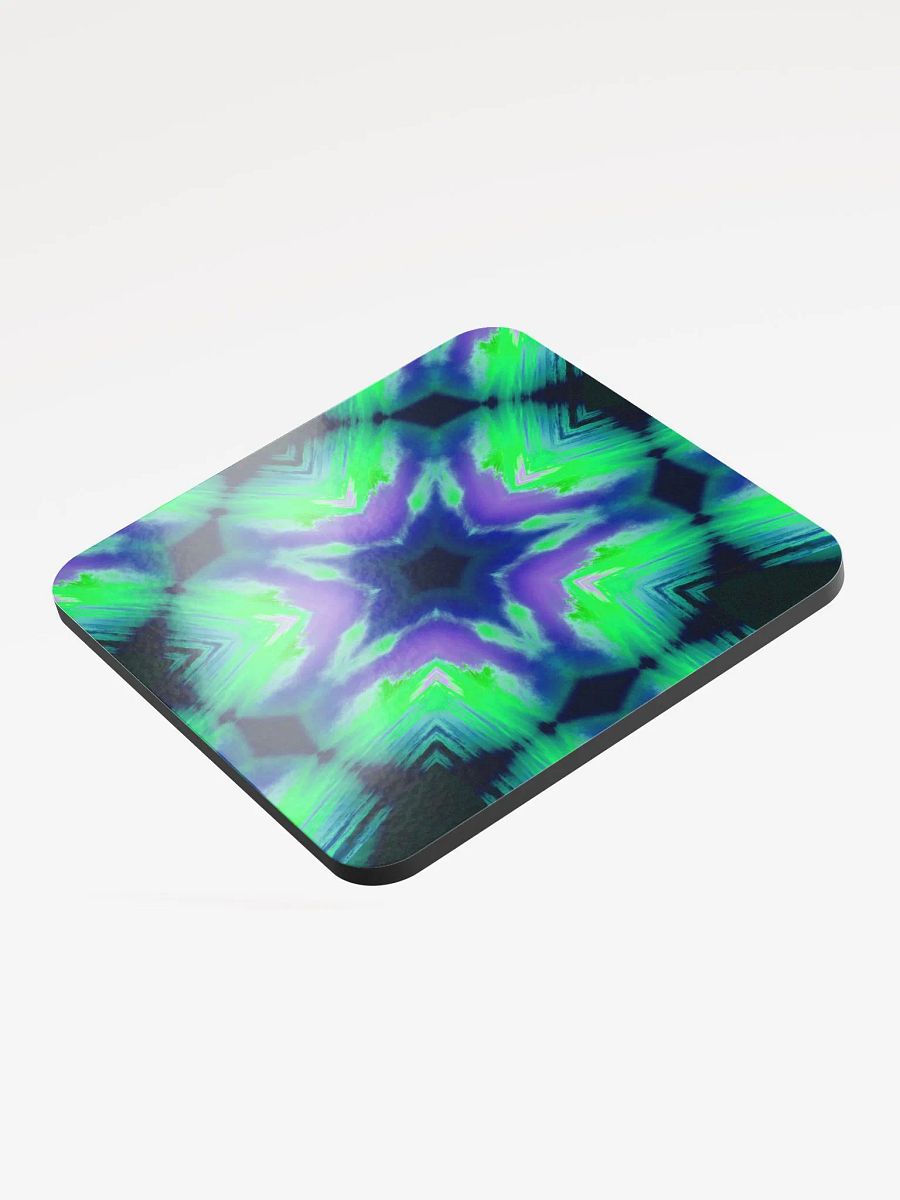 Sea Witch Summer Beverage Coaster, Neon Purple Green Blue Beach Home Decor, Coastal Kaleidoscope Star Art product image (4)