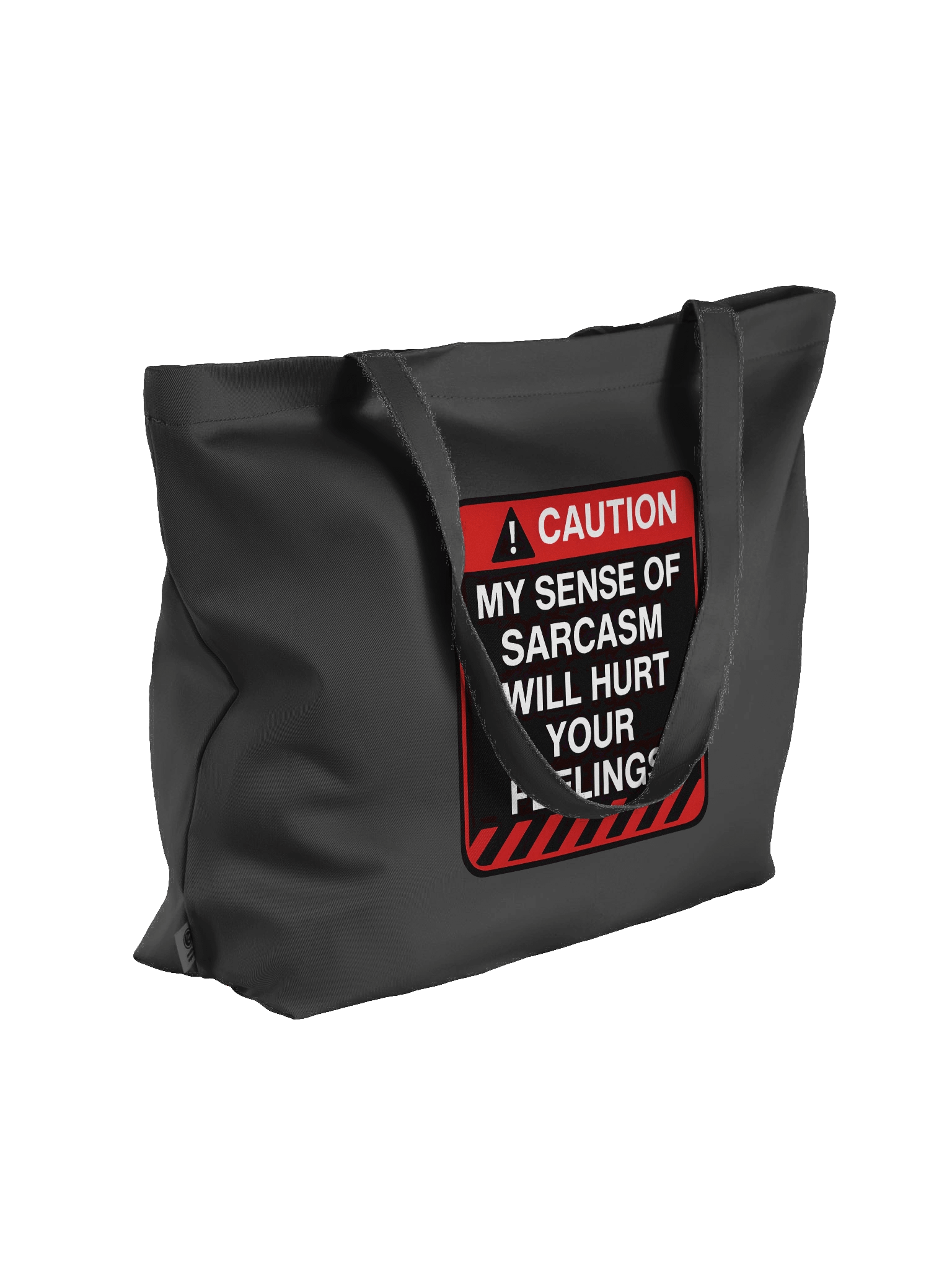 "Caution: My Level Of Sarcasm" Tote Bag – Funny Warning Graphic Organic Cotton Tote Bag | Bold Sarcastic Humor Tote Bag product image (3)