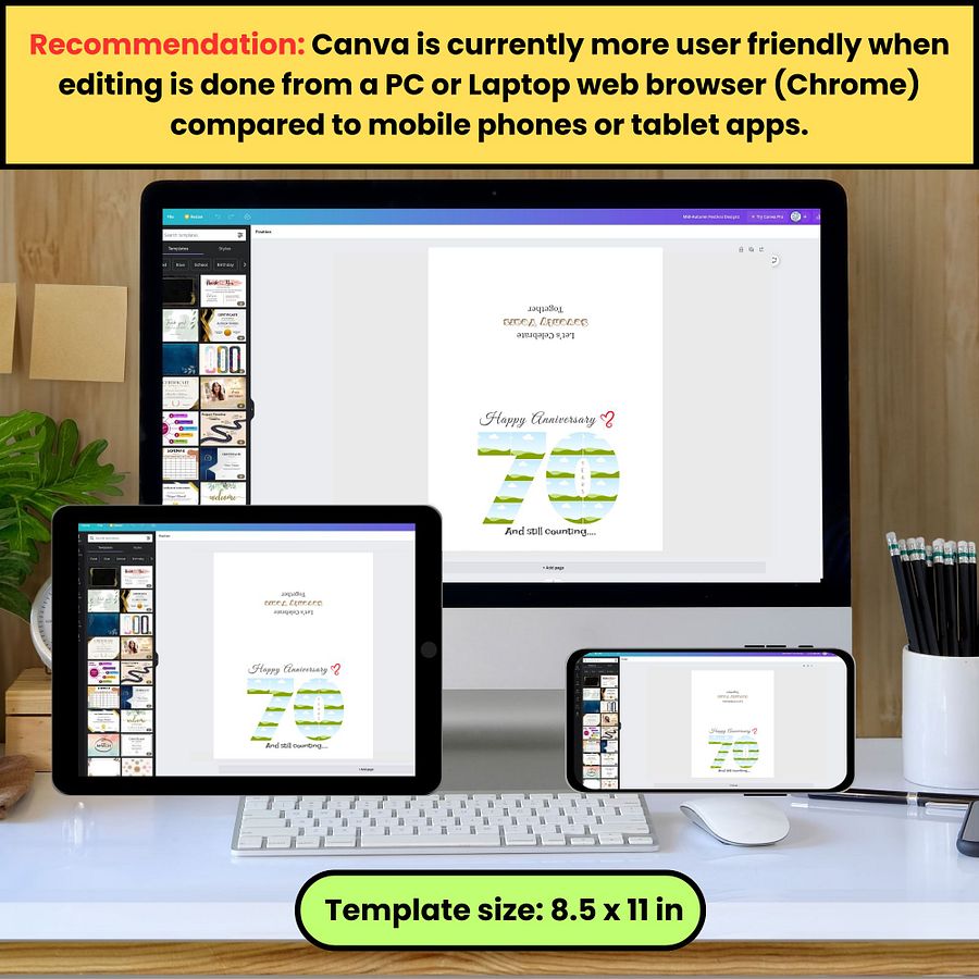 70 Year Anniversary Photo Card Editable Canva Template product image (4)