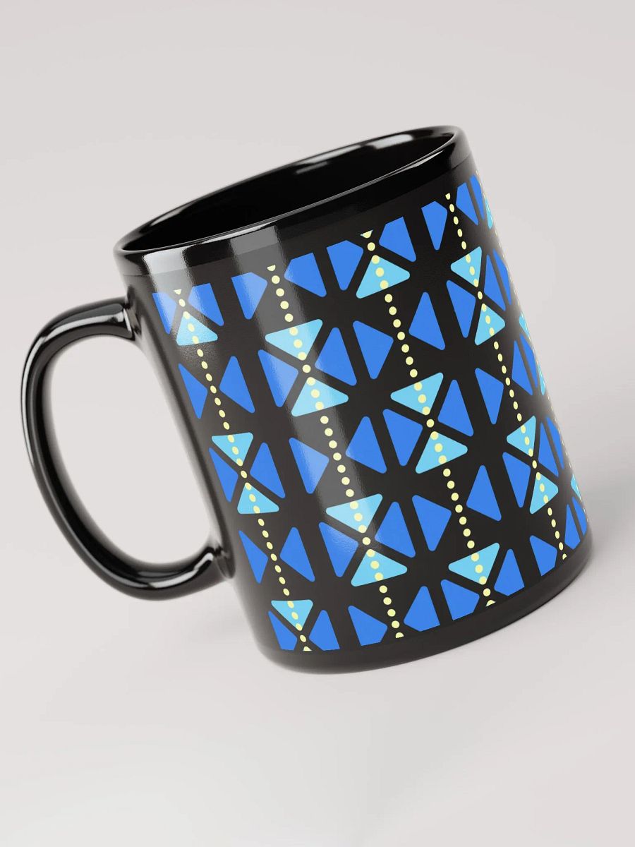 Blue Triangles And Yellow Dotted Lines Black Mug product image (6)