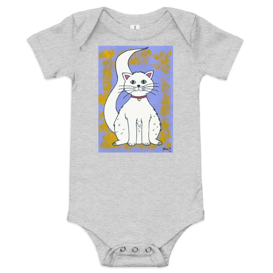 Cat - (art by Dina R.) - acrylic painting picture - Baby Short Sleeve One Piece product image (1)