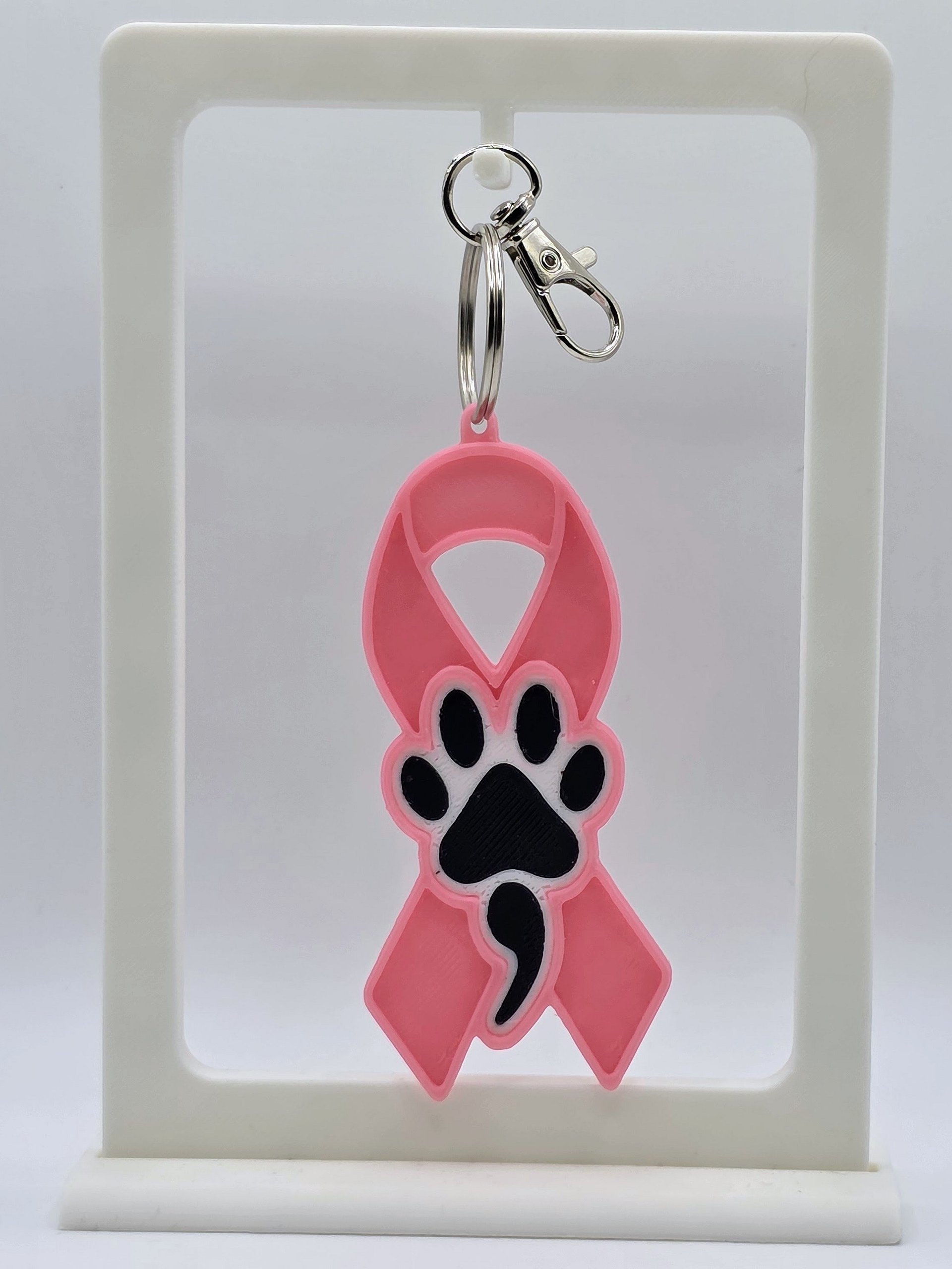 🩷 Pink Awareness Ribbon Keychain | Pink Ribbon with Dog Paw product image (1)