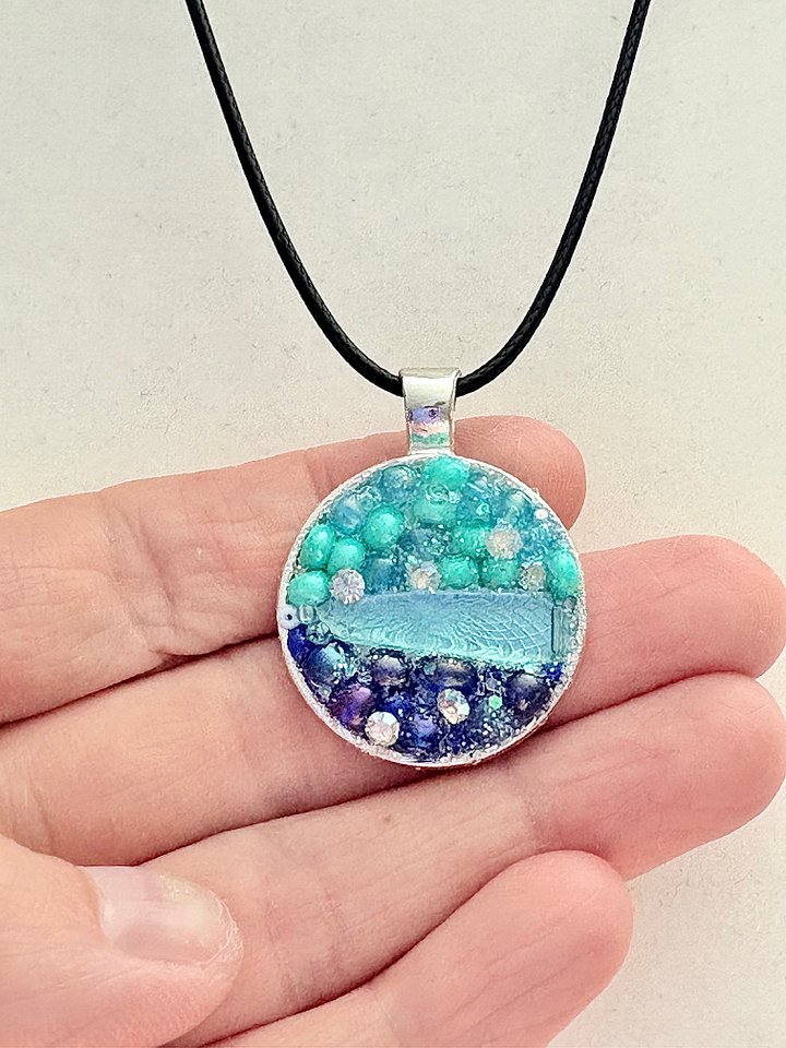 Horizon Sea Glass Pendant Necklace | Handmade Bead & Sea Glass Art | Coastal Charm Jewelry by Monique Faella Designs™ | MFD-00013 product image (2)