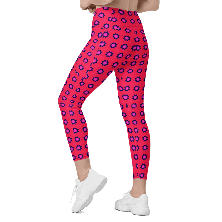 Abstract Red Ladies Leggings (with pockets) product image (11)