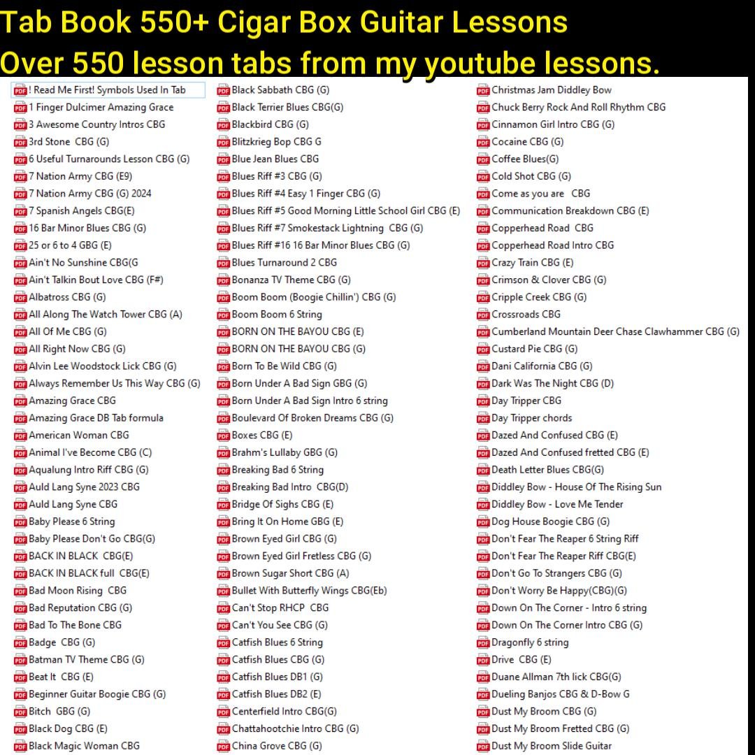 Tab Book 550+ Cigar Box Guitar Lessons product image (1)