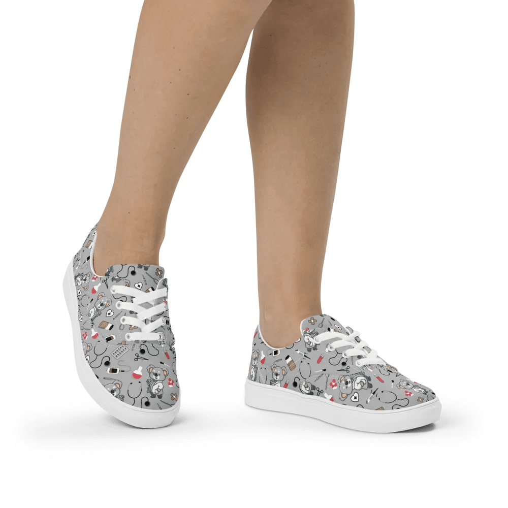 Cute Medical Koala Lace-up Canvas Shoes (Grey) product image (2)