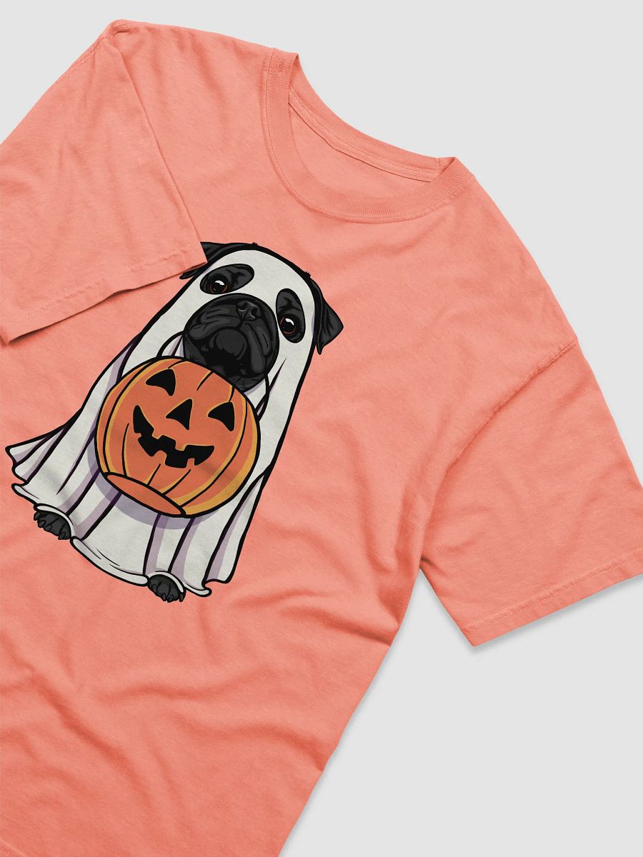 Funny Halloween Pug(Black) T-Shirt | Funny Dog Wearing a Ghost Costume and Holding a Pumpkin Basket product image (20)