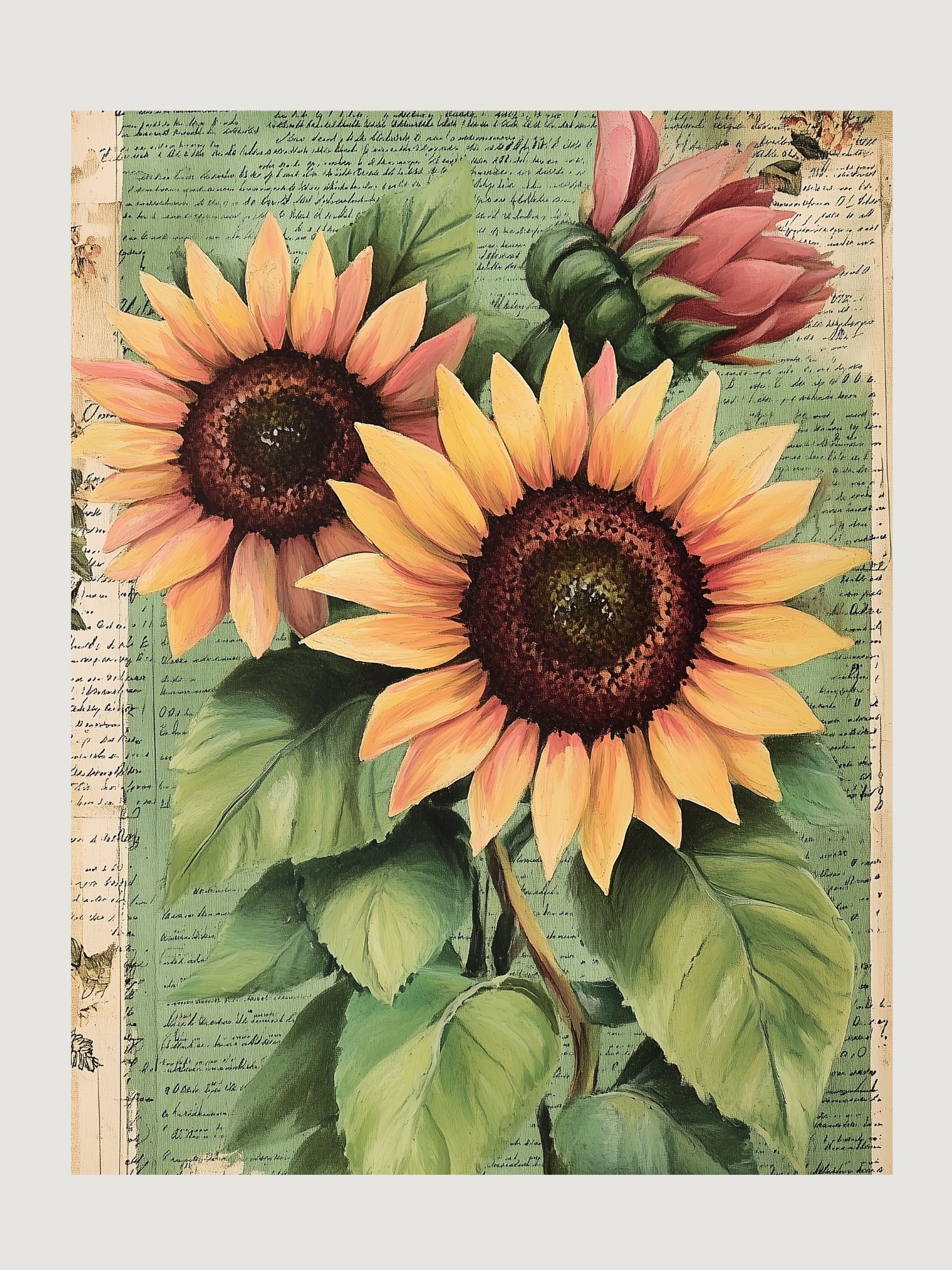 6 Sunflowers background- paper for junk journals or scrapbooking product image (6)