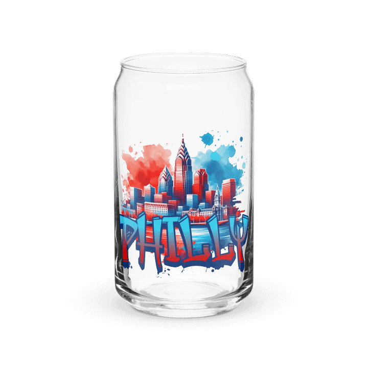 PHILLY CITYSCAPE Can-Shaped Glass - RED/BLUE product image (1)