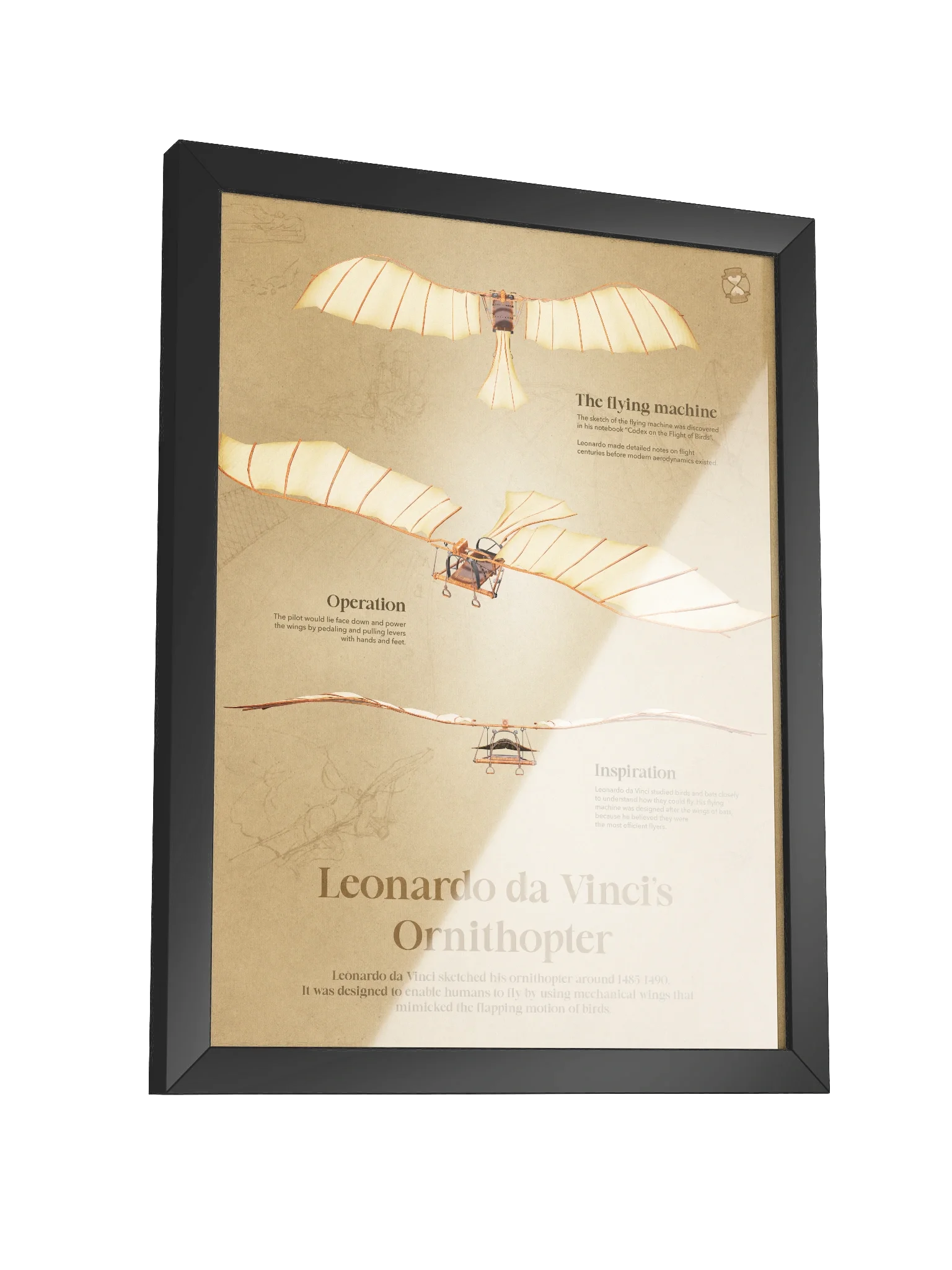 Leonardo da Vinci's Ornithopter (Framed poster) product image (5)