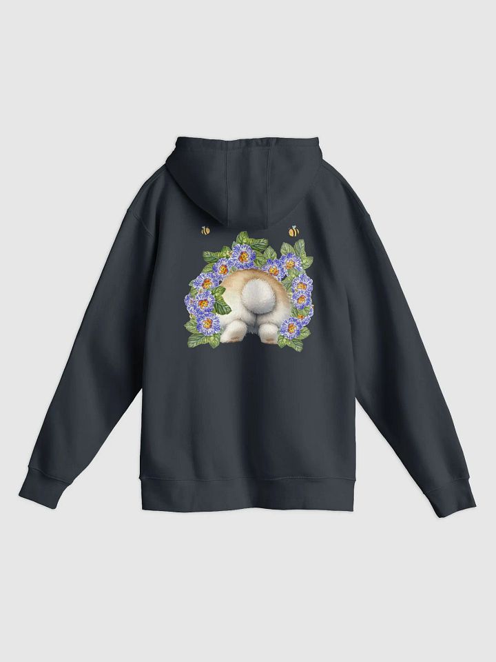Garden Whispers: Bunny and the Primula Zebra Blues Unisex Hoodie | Double-Sided Design, Ultra Soft, Relaxed Fit product image (2)