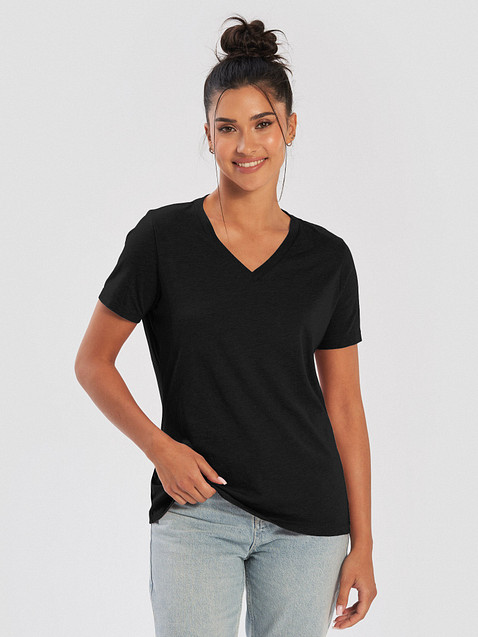 Photo showing Bella+Canvas Women's Relaxed V-Neck T-Shirt