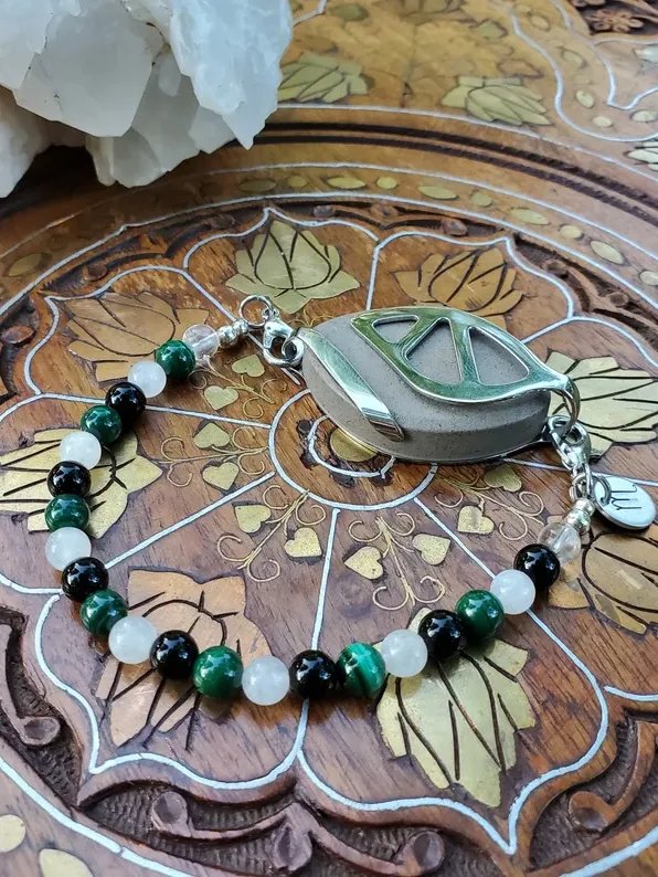 Scorpio Bracelet | Malachite, Moonstone & Obsidian | Handmade Accessory for Bellabeat Leaf Urban & Ivy product image (2)