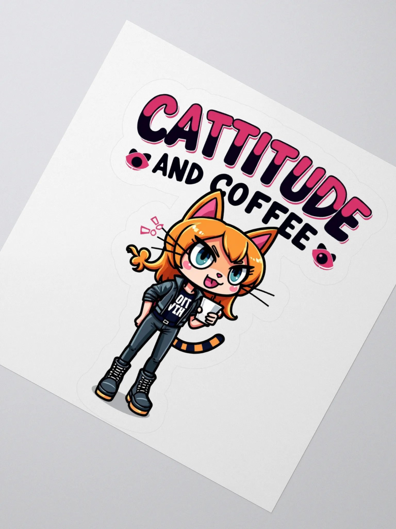 Cattitude and Coffee Kiss Cut Stickers product image (5)