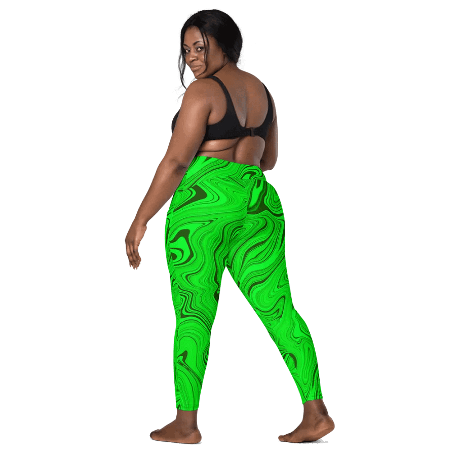 Leggings with Pockets - Green Liquid Swirls product image (8)